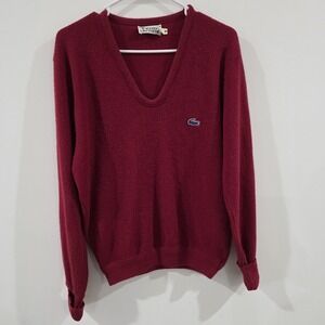 Vintage Izod‎ Lacoste Mens Sweater Size Medium Red Golf Preppy Academia
